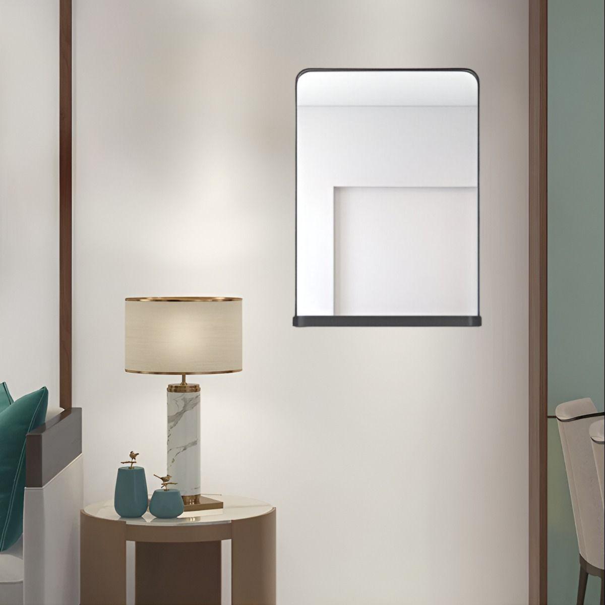 Espejo Pared Rectangular Estante Marco Redondeado Jhn-8