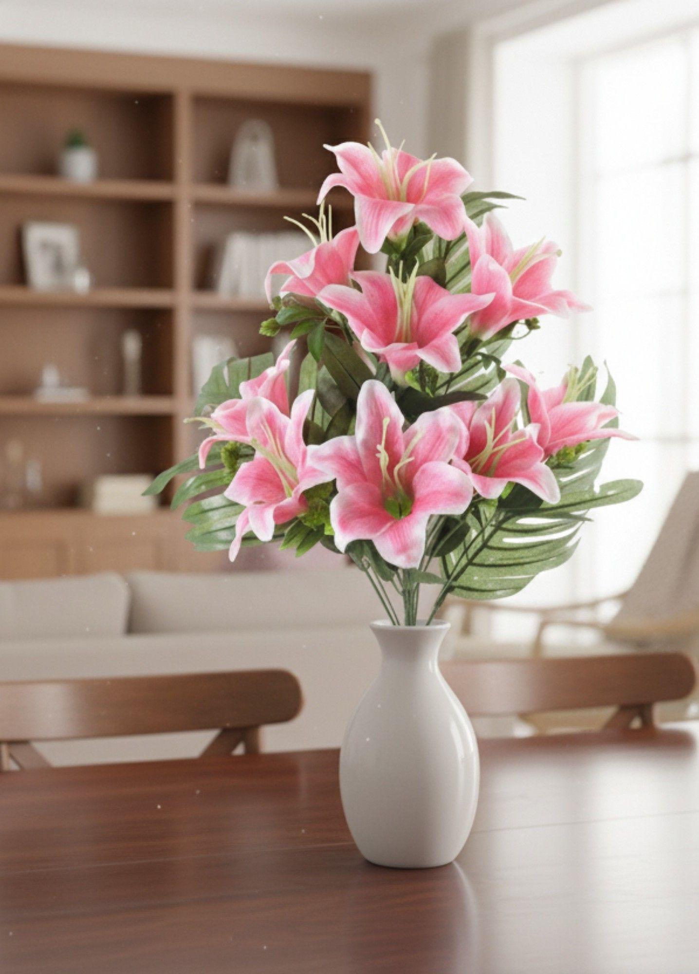 Set 2 Flores Artificiales Ramo Lirios Decoración Adorno Jhn-6