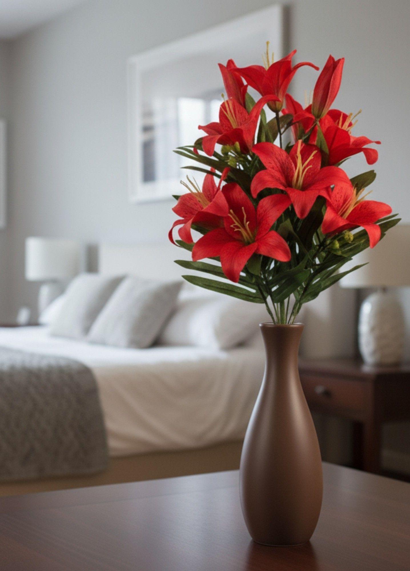 Set 2 Flores Artificiales Ramo Lirios Decoración Adorno Jhn-7