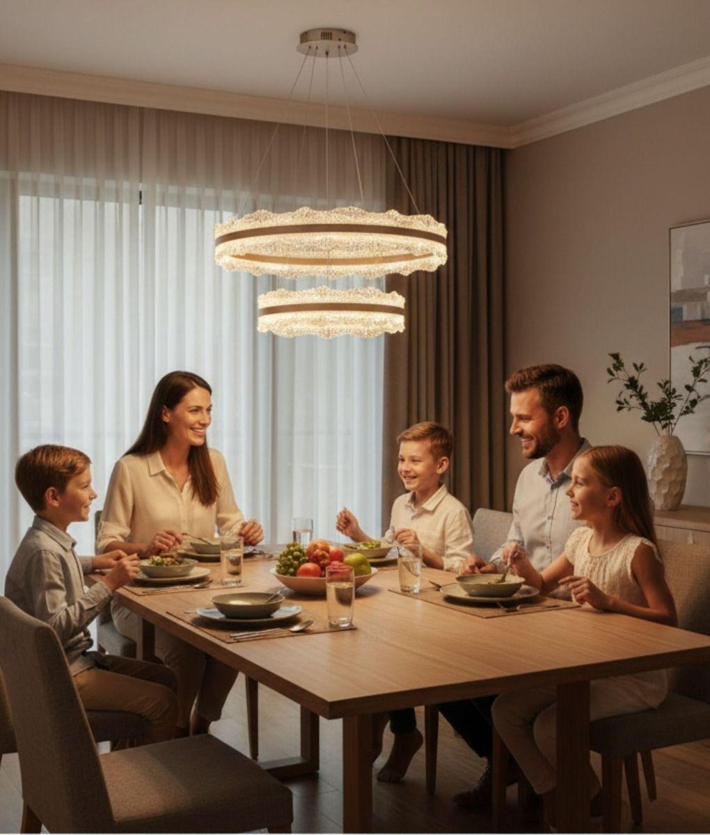 Lámpara Decorativa Colgante Anillos Luminosos Techo Jhn-2