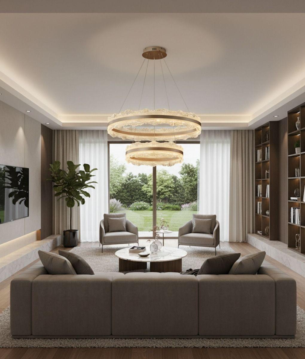 Lámpara Decorativa Colgante Anillos Luminosos Techo Jhn-8