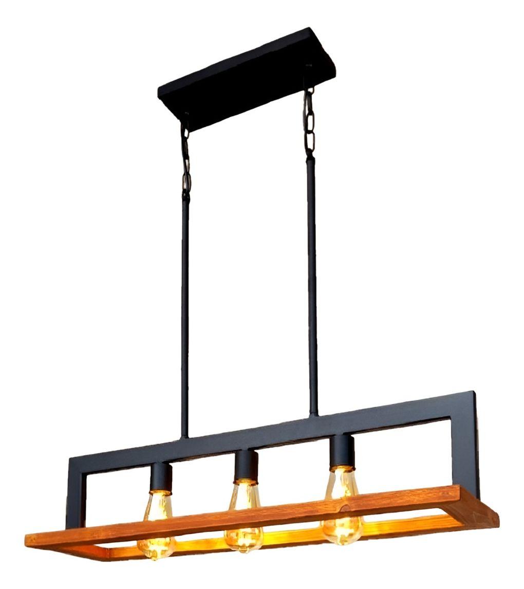 Lámpara Colgante Techo Lineal 3 Luces Rústico Decoración Jhn-0
