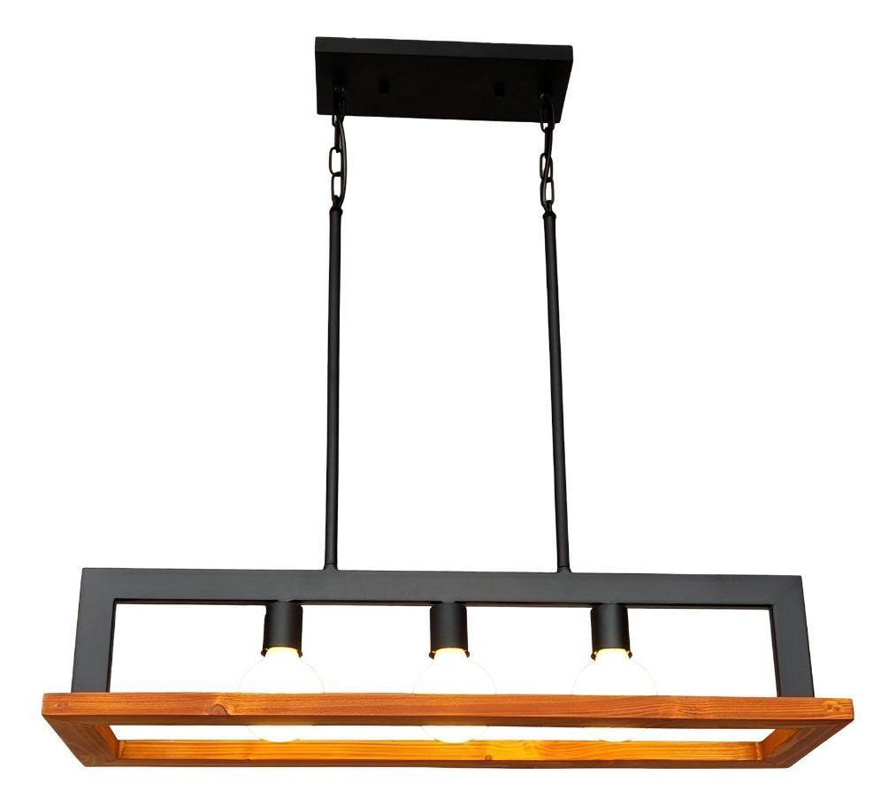 Lámpara Colgante Techo Lineal 3 Luces Rústico Decoración Jhn-1