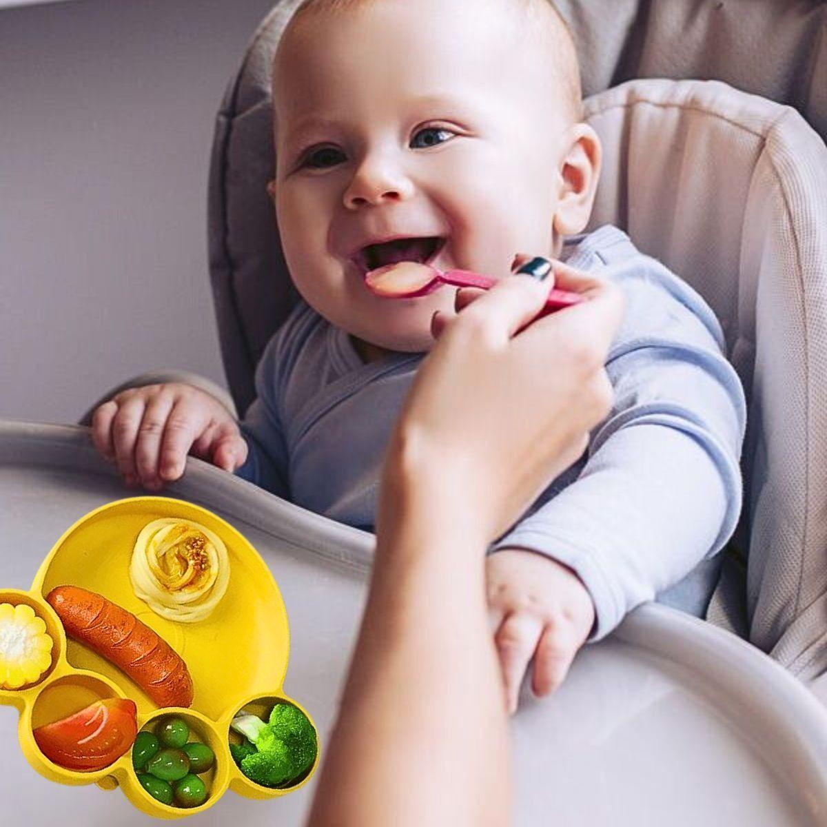 Set 2 Platos Diseño Huella Silicona Antiderrame Niños Lau-2