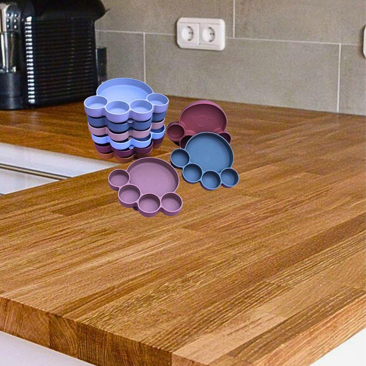 Set 2 Platos Diseño Huella Silicona Antiderrame Niños Lau-5