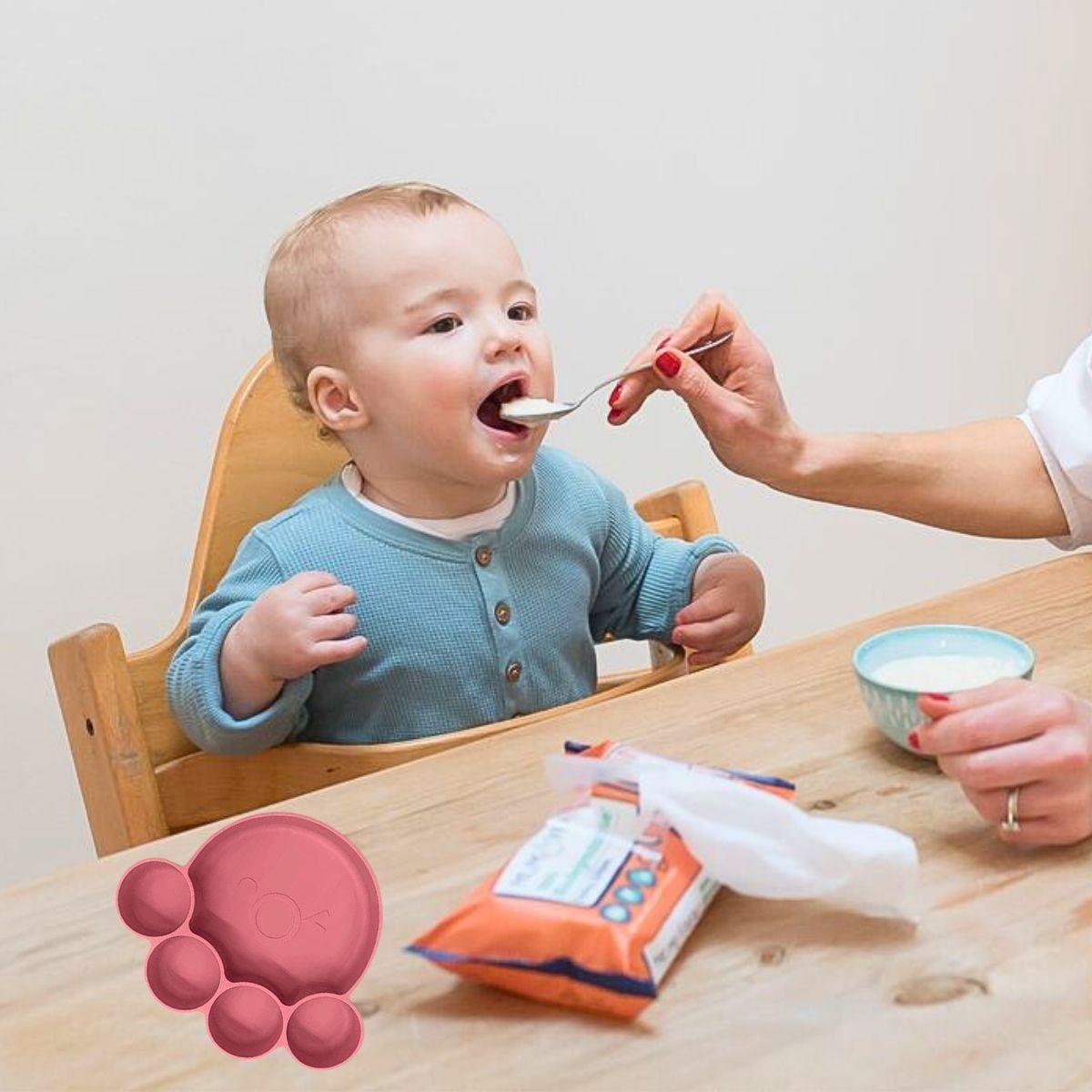 Set 2 Platos Diseño Huella Silicona Antiderrame Niños Lau-7