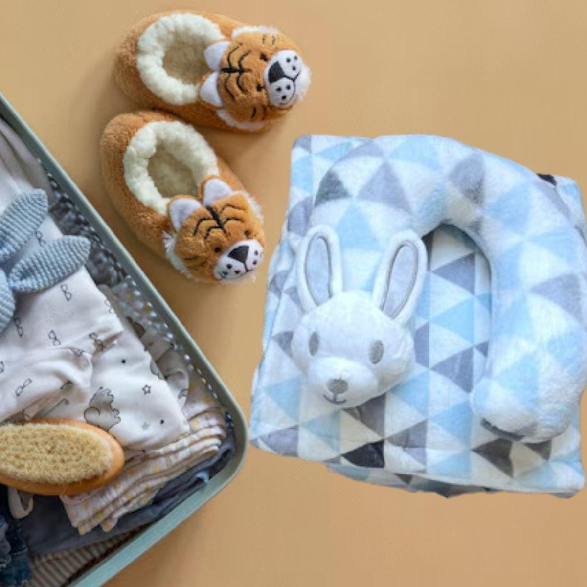 SET DE MANTA FRAZADA POLAR + COJIN CERVICAL SUAVE BEBE LAU-3