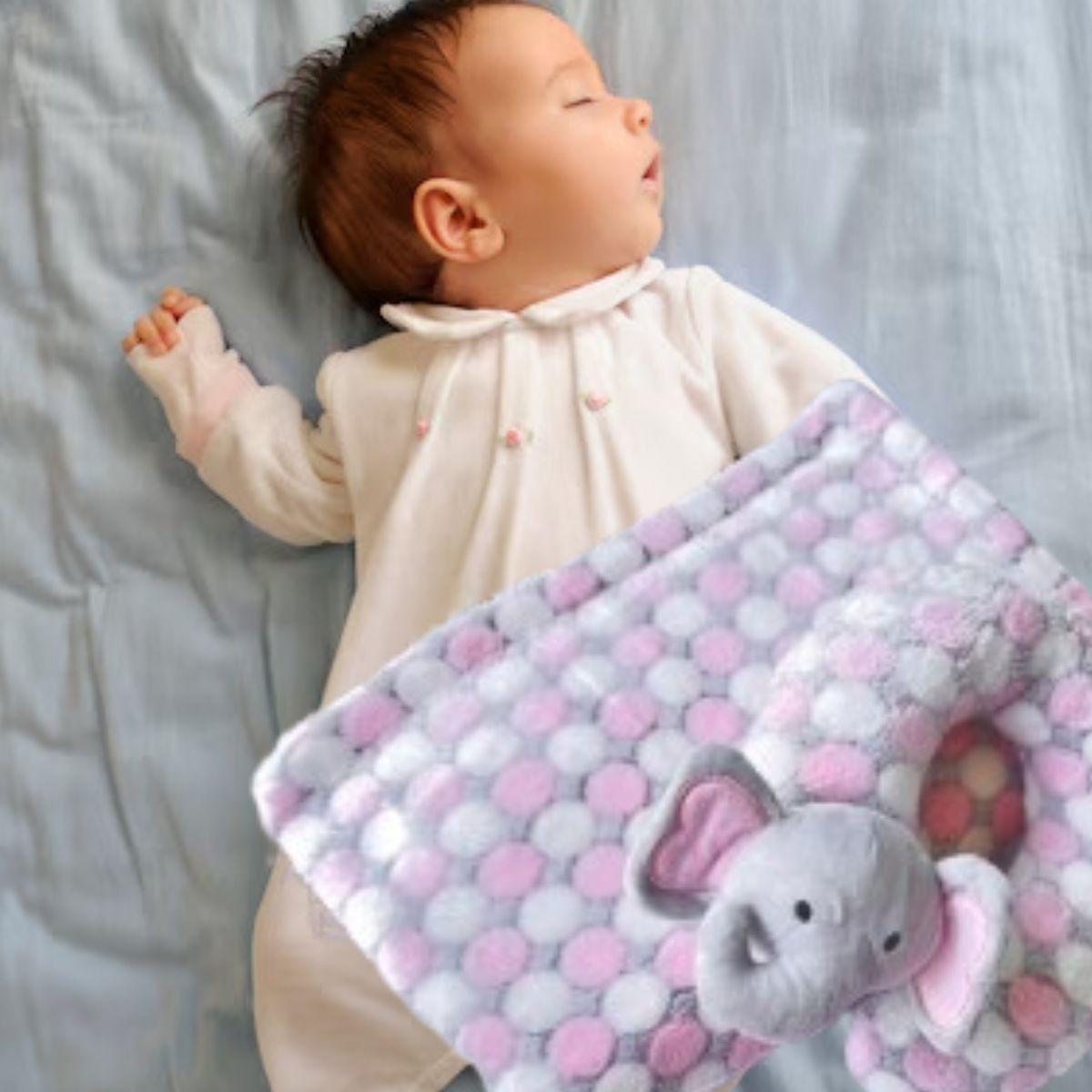 SET DE MANTA FRAZADA POLAR + COJIN CERVICAL SUAVE BEBE LAU-6