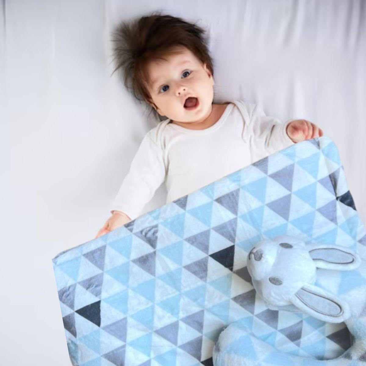 SET DE MANTA FRAZADA POLAR + COJIN CERVICAL SUAVE BEBE LAU-8