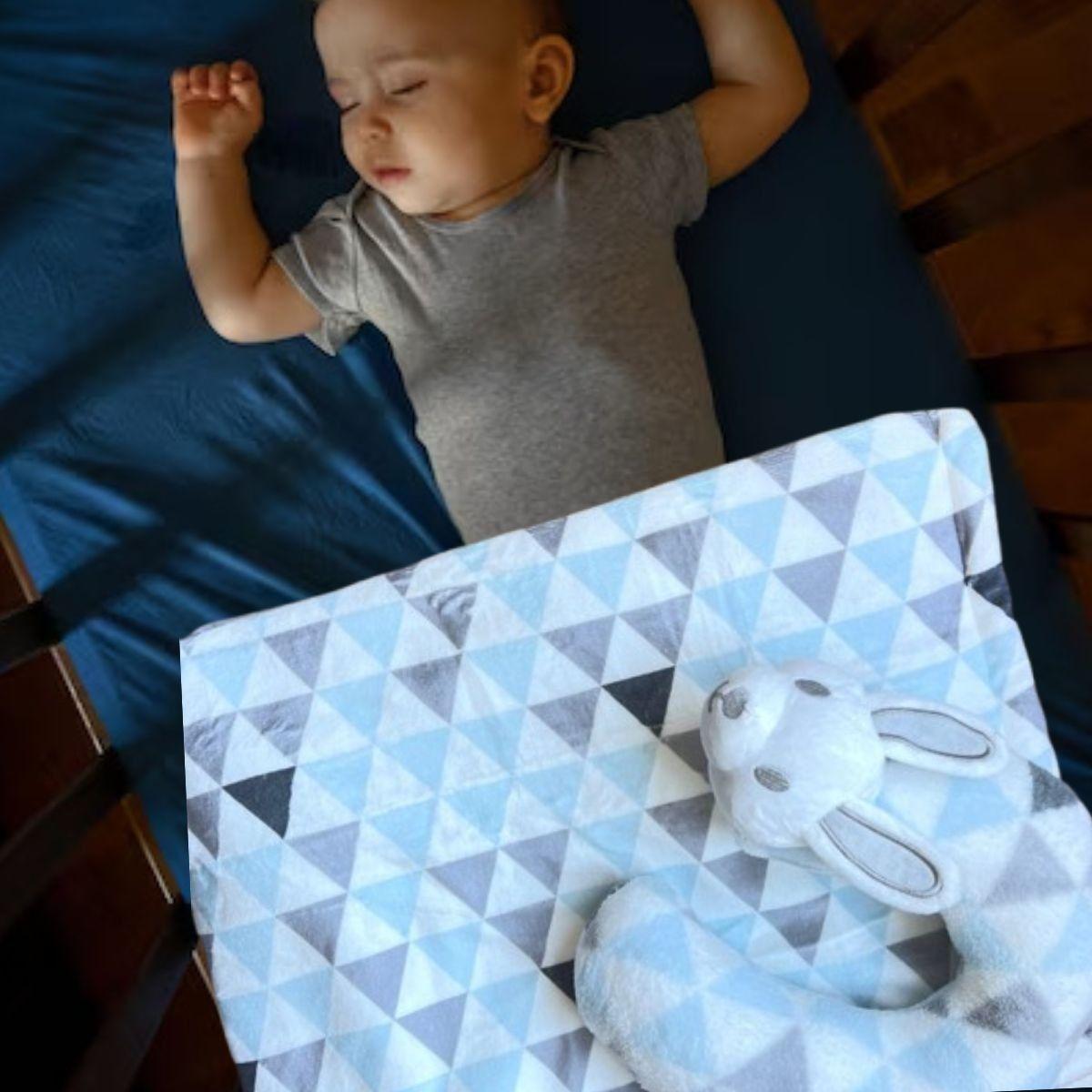 SET DE MANTA FRAZADA POLAR + COJIN CERVICAL SUAVE BEBE LAU-9