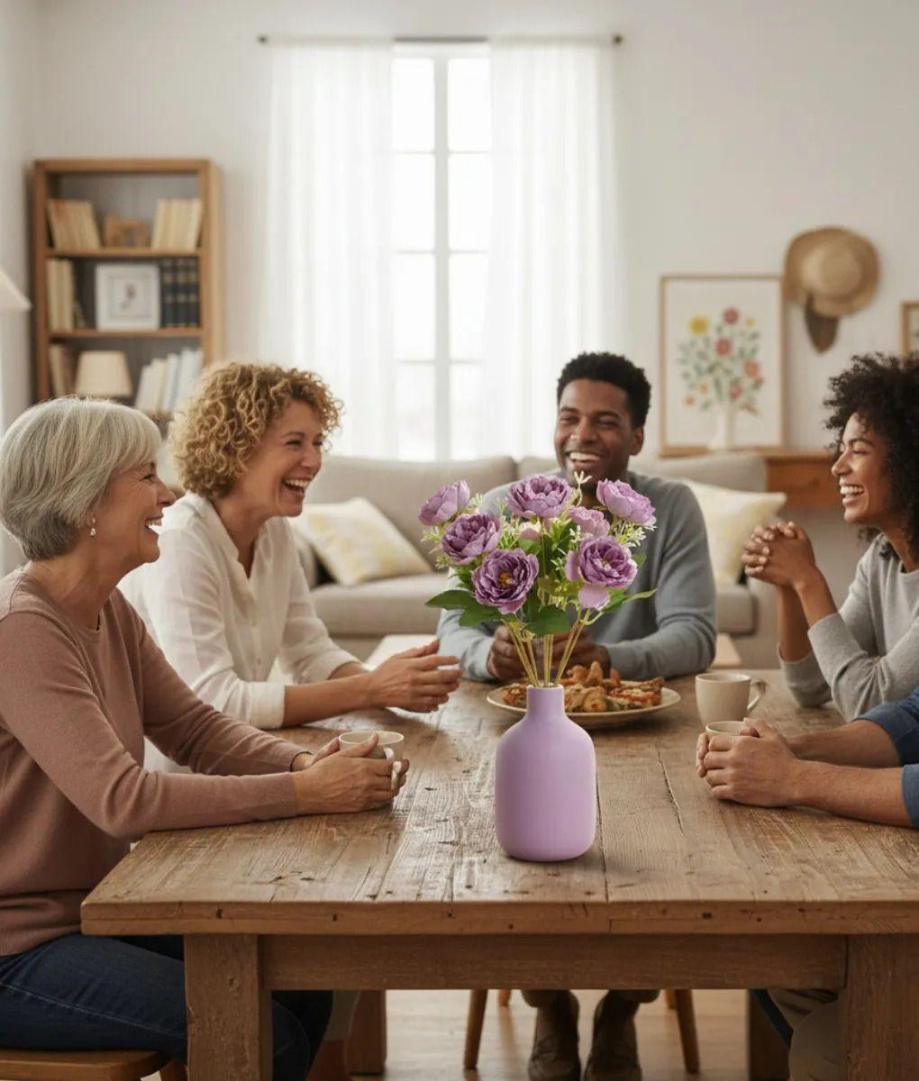 Set 6 Flores Artificiales Decorativa Ramo Belleza Adorno Jhn-4