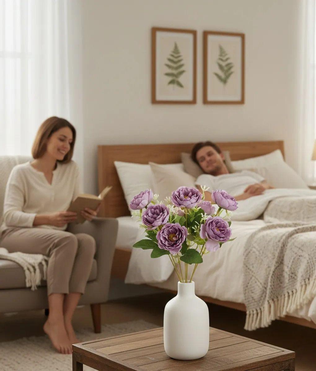 Set 6 Flores Artificiales Decorativa Ramo Belleza Adorno Jhn-5