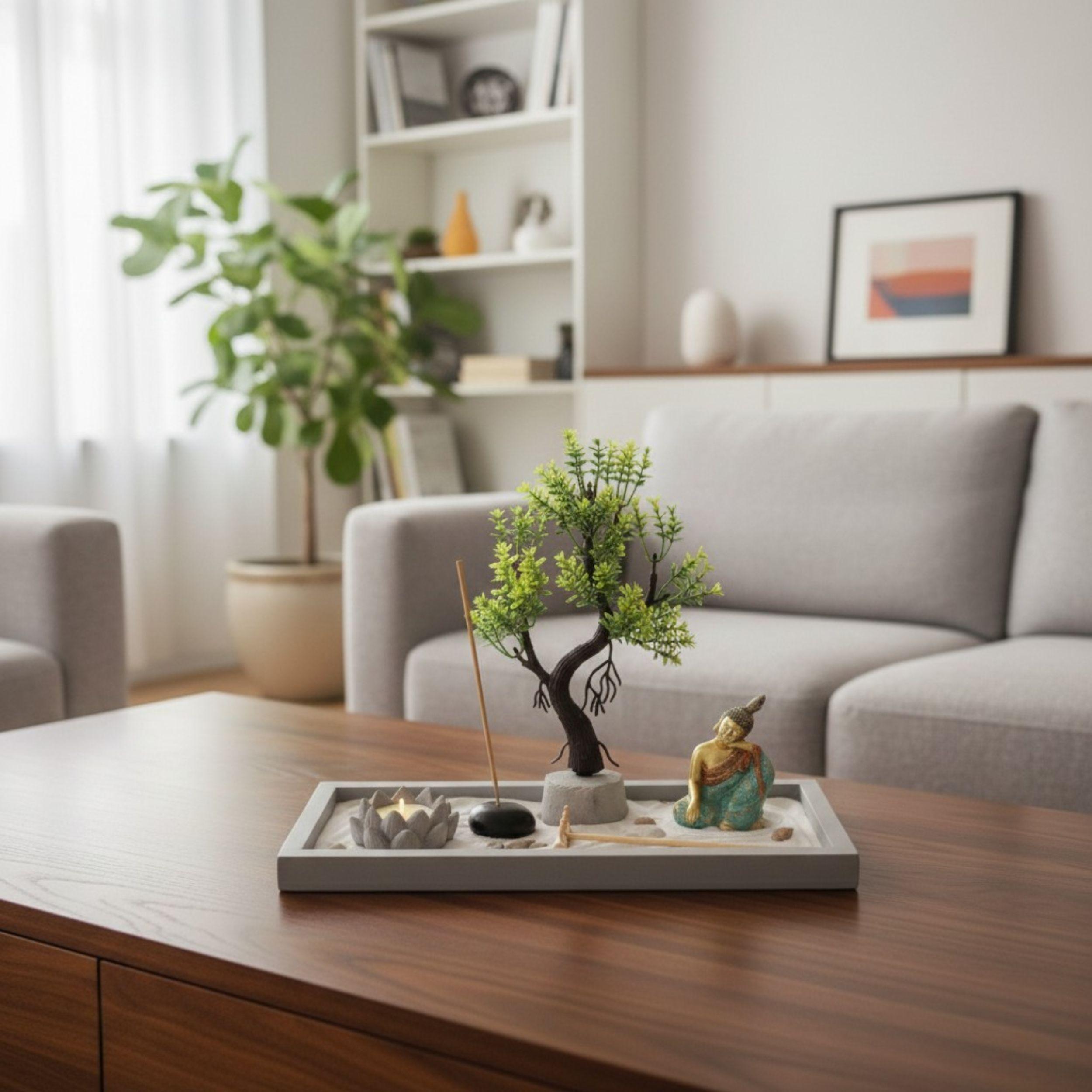 Jardin Zen Buda Recostado Arbol Vida Porta Vela Decorar ALJ-2