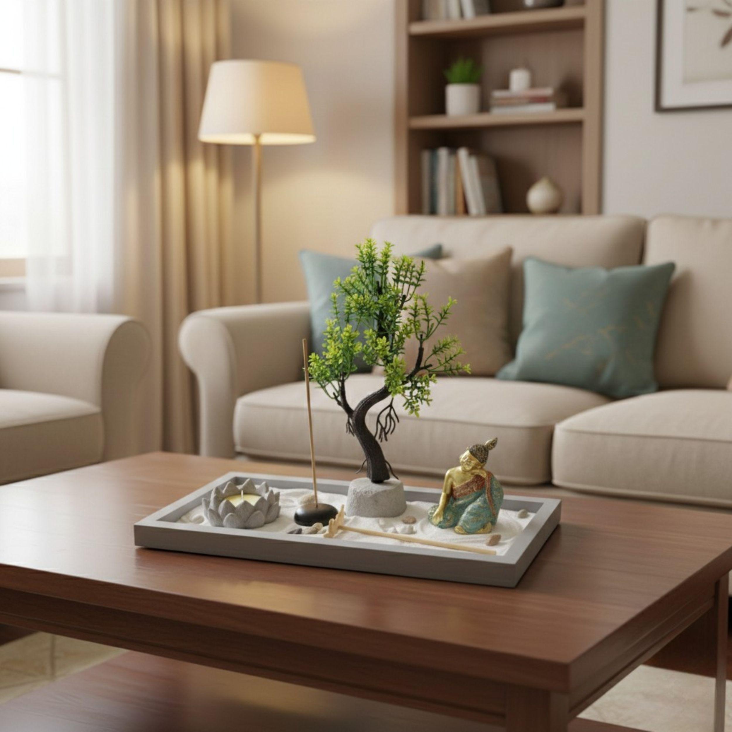 Jardin Zen Buda Recostado Arbol Vida Porta Vela Decorar ALJ-3