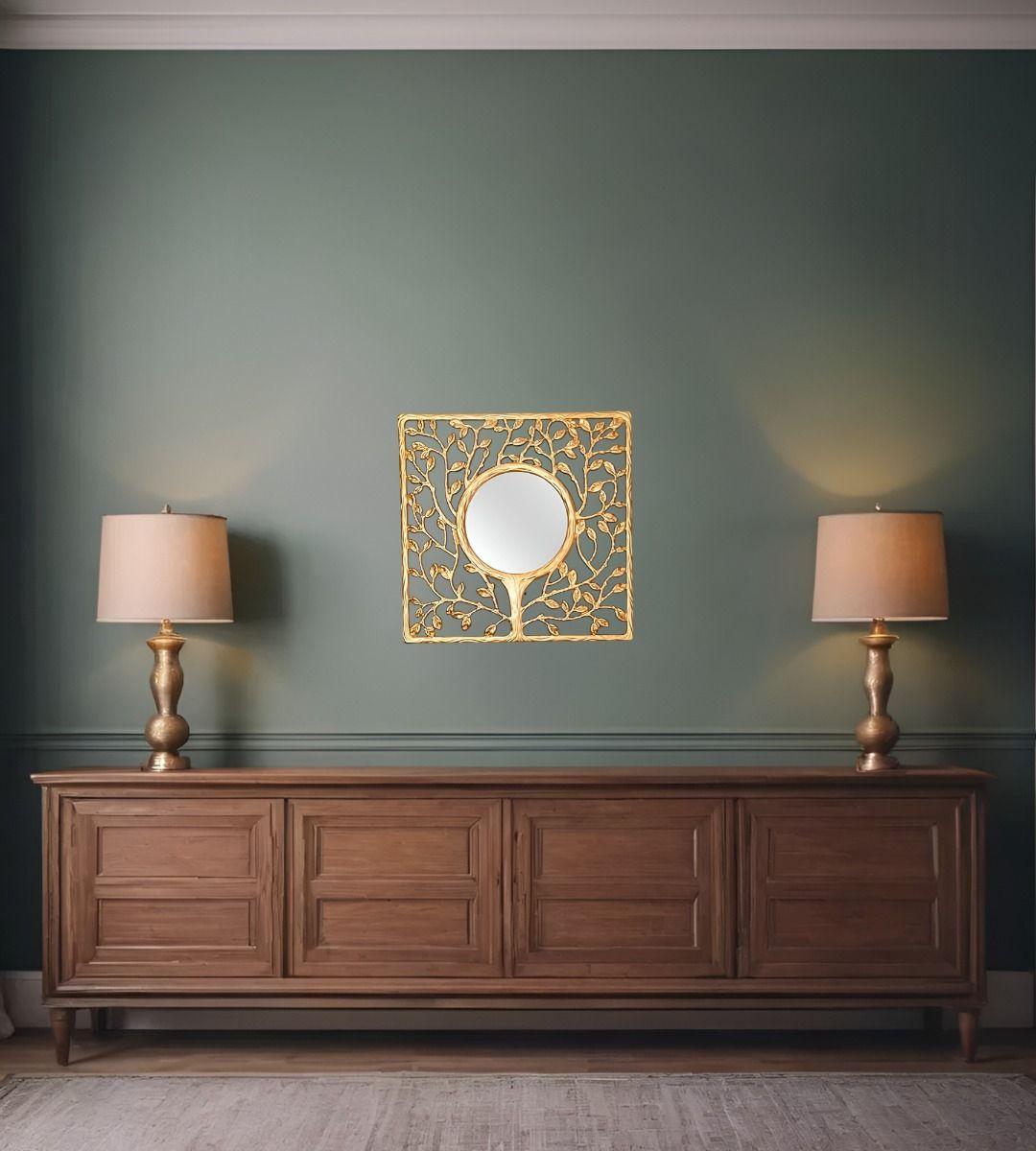 Espejo Pared Duradero Moderno Decoración Árbol Dorado Jhn-9