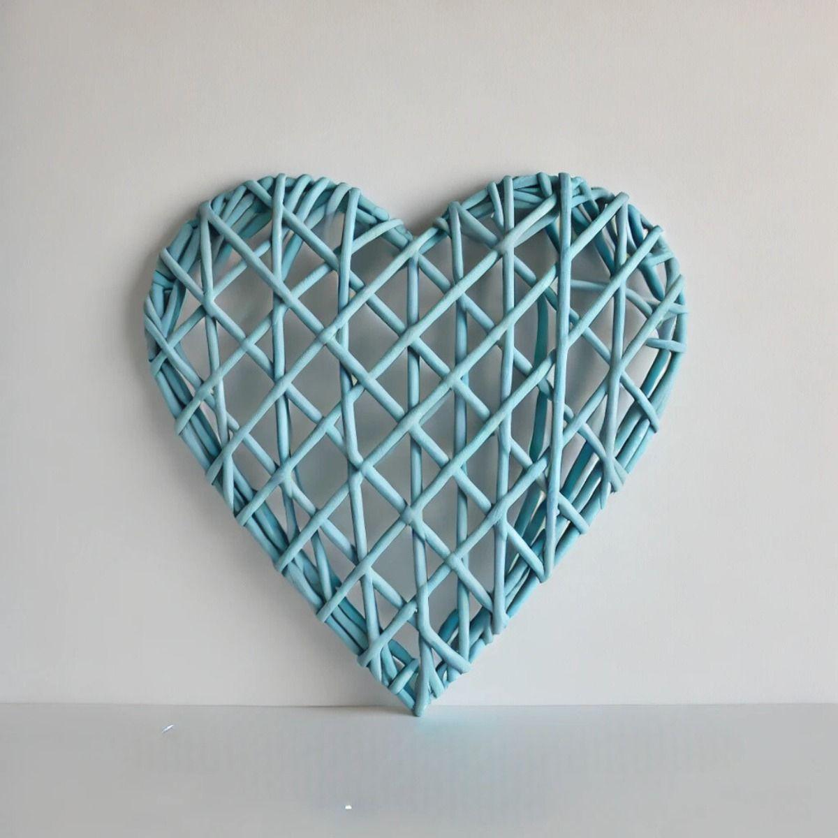 Set de 5 Corazón Decorativo Mimbre Pared Colgante 20cm Jhn-6