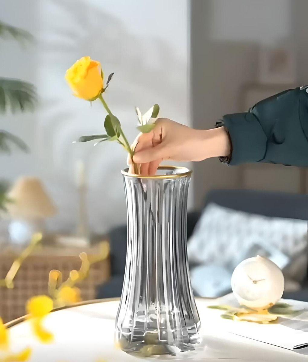 Florero Jarrón Decorativo Transparente Textura Hogar Jhn-2