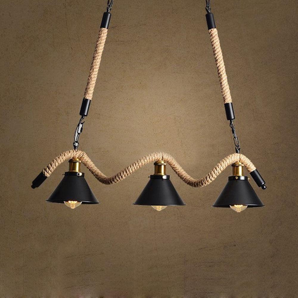 Lampara Colgante Araña Interior Cáñamo Retro Bar Hogar Lau-6