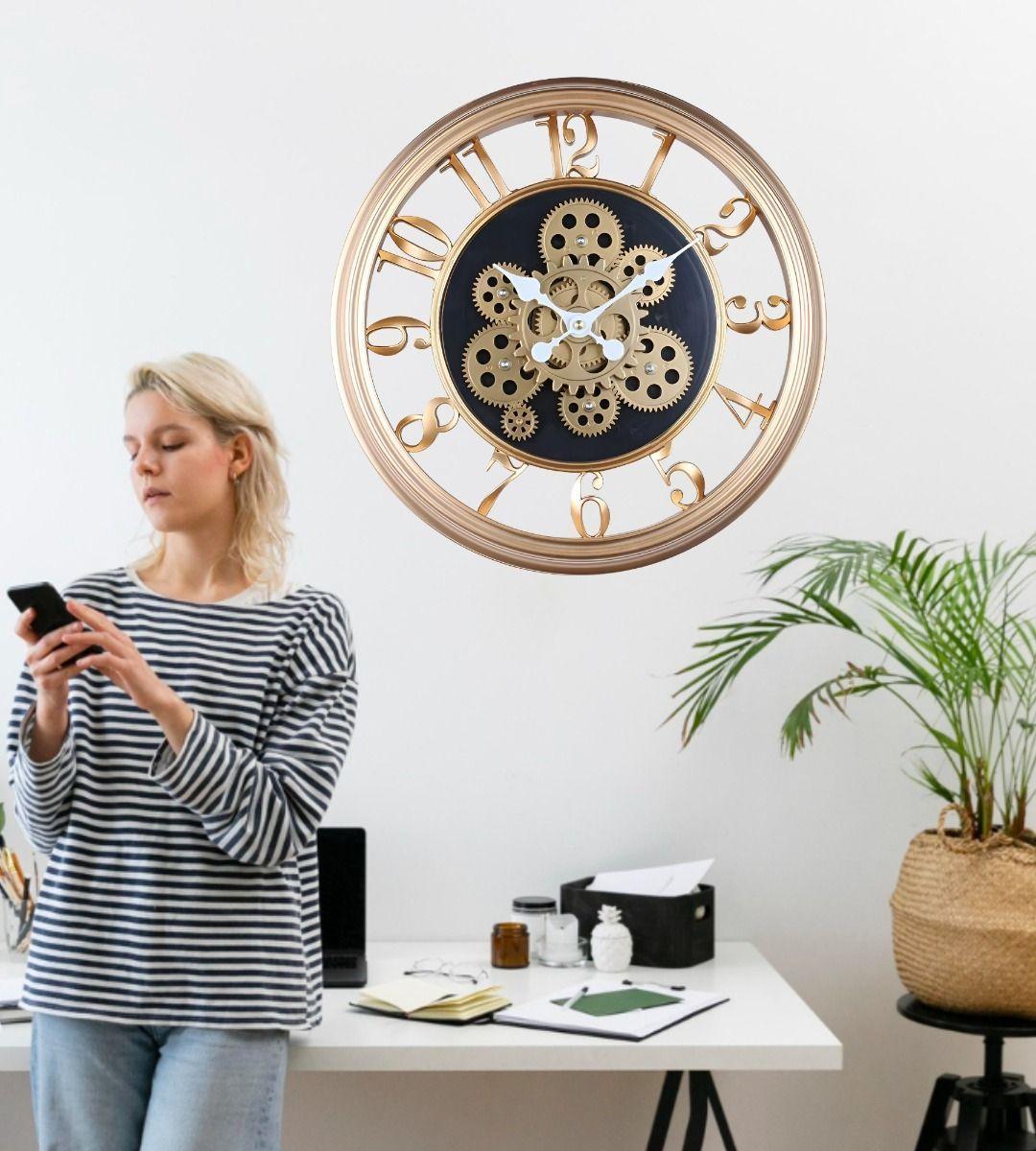 Reloj Pared Decorativo Retro 3D Engranaje Redondo Hogar Jhn-5