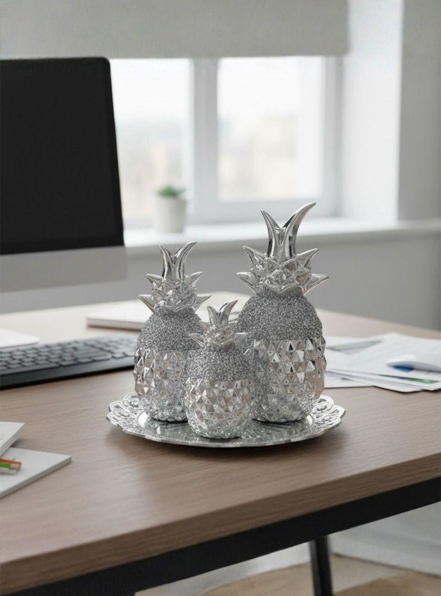 Set 3 Figura Decorativa Piña Elegante Adorno Mesa Centro Jhn-6