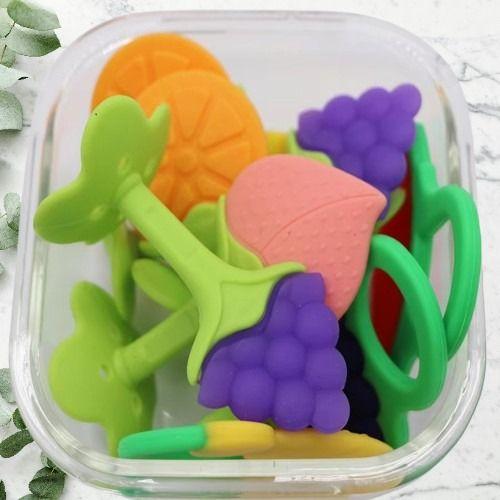 Set 7 Mordedor Diseño Frutas Silicona Alivio Bebes Lau-4