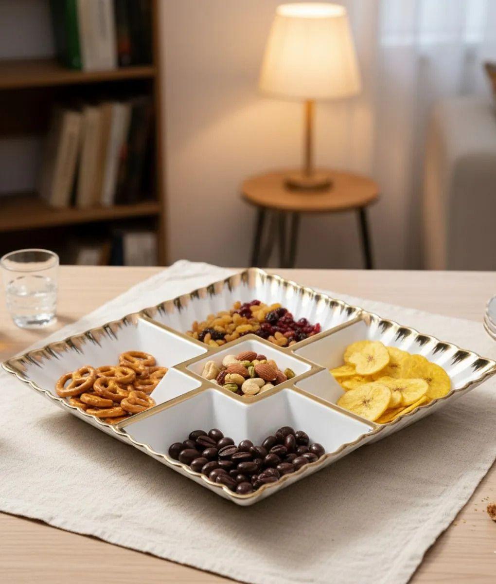 Bandeja Decorativa Servicio Cuadrada Compartimentos Jhn-8