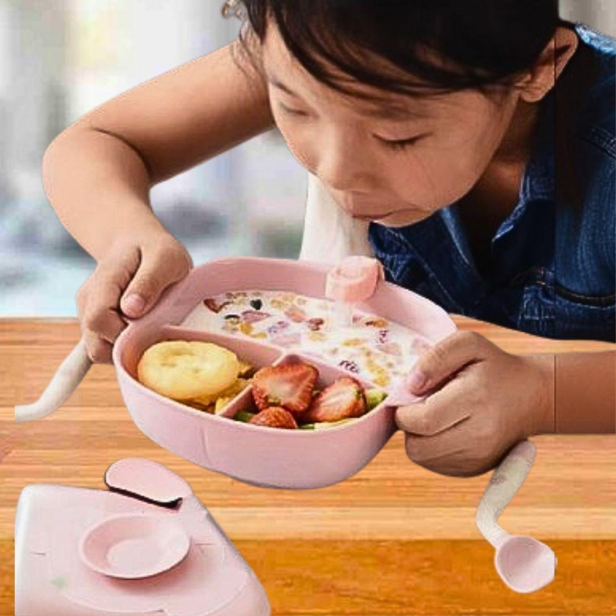 Plato Bombilla Tazon Succion Entrenamiento Bebes Lau-4