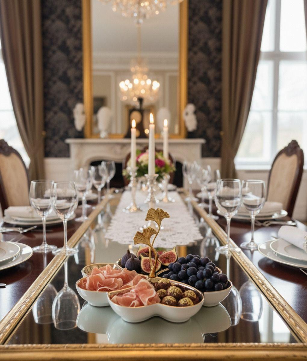 Bandeja Decorativa Trébol Elegante Ginkgo Centro Mesa Jhn-6