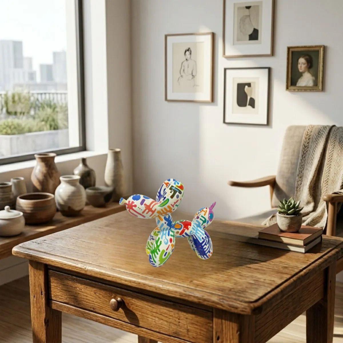 Figura Escultórica Perro Globo Adorno Mesa Escritorio ALJ-3