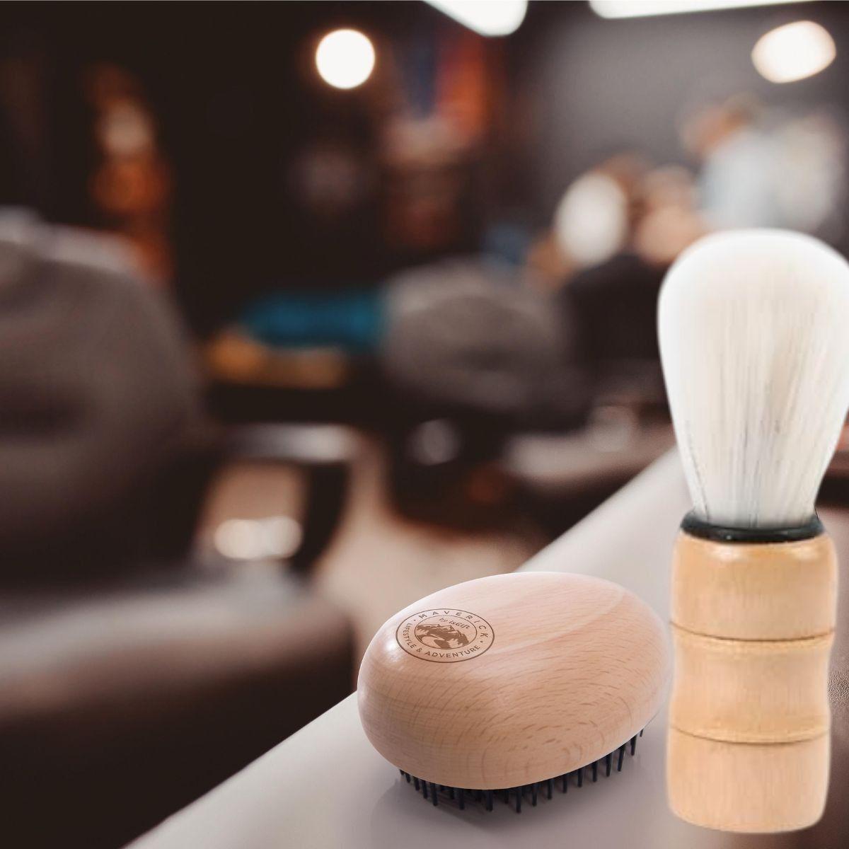 PACK 12 BROCHAS PARA BARBERIA MANGO DE MADERA AFEITADO LAU-8