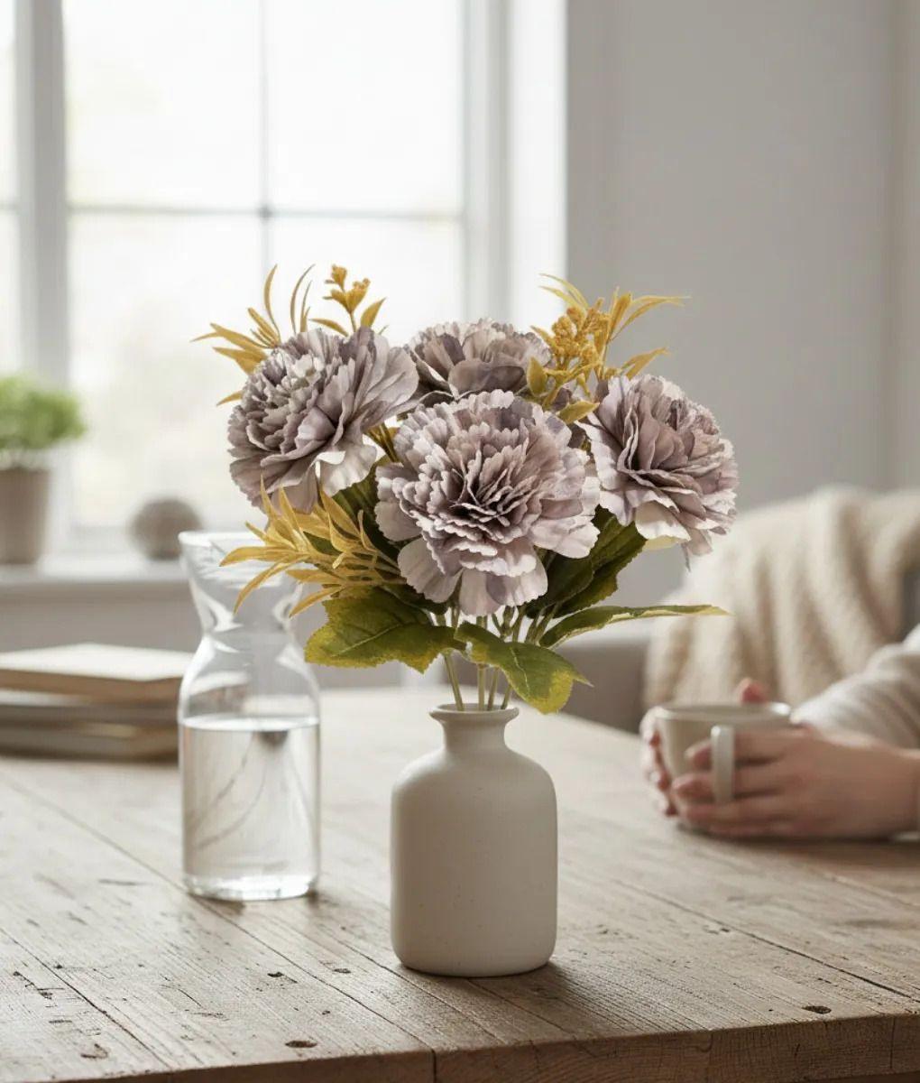 Set 4 Flores Artificiales Ramo Claveles Elementos Secos Jhn-3