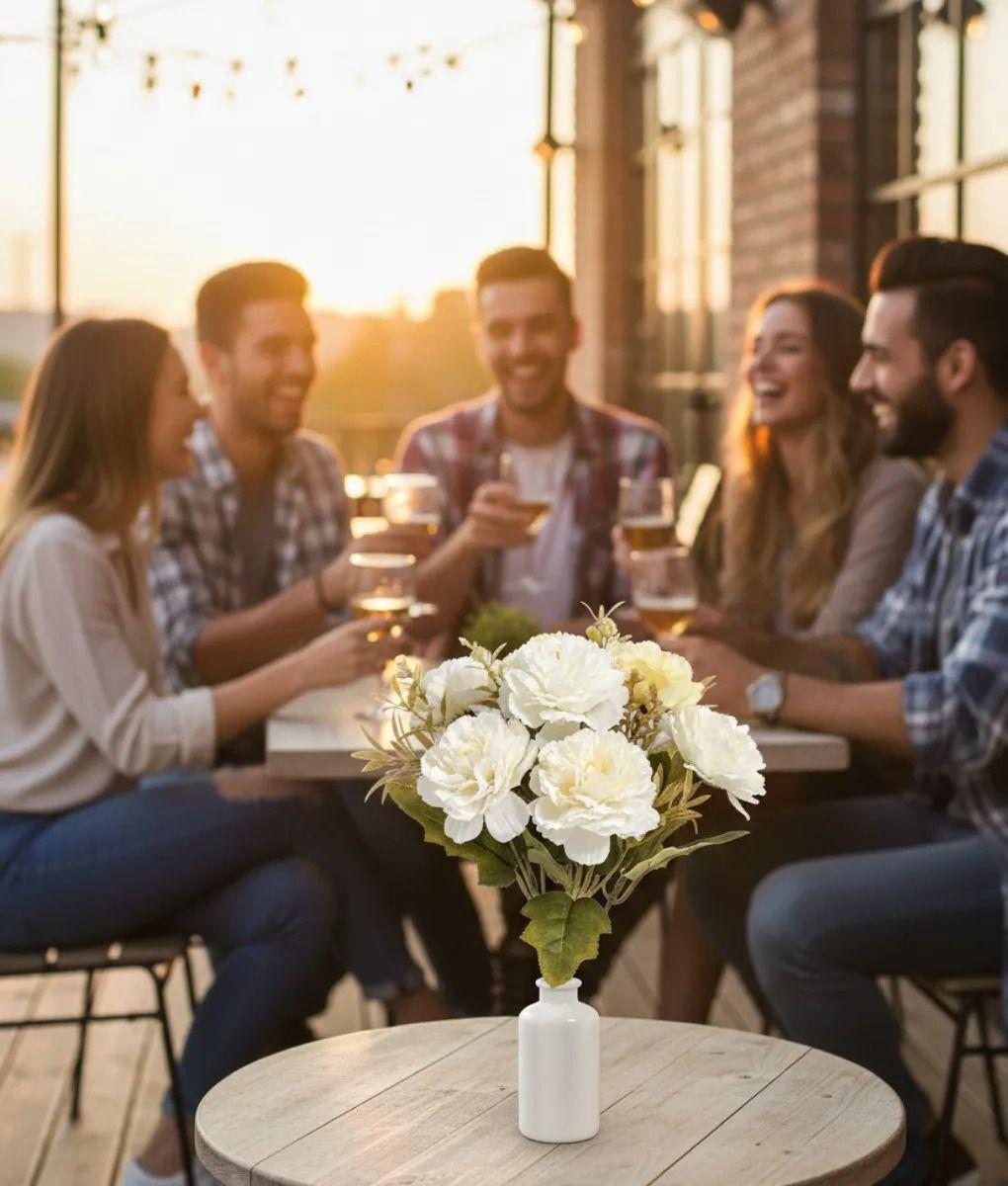 Set 4 Flores Artificiales Ramo Claveles Elementos Secos Jhn-6