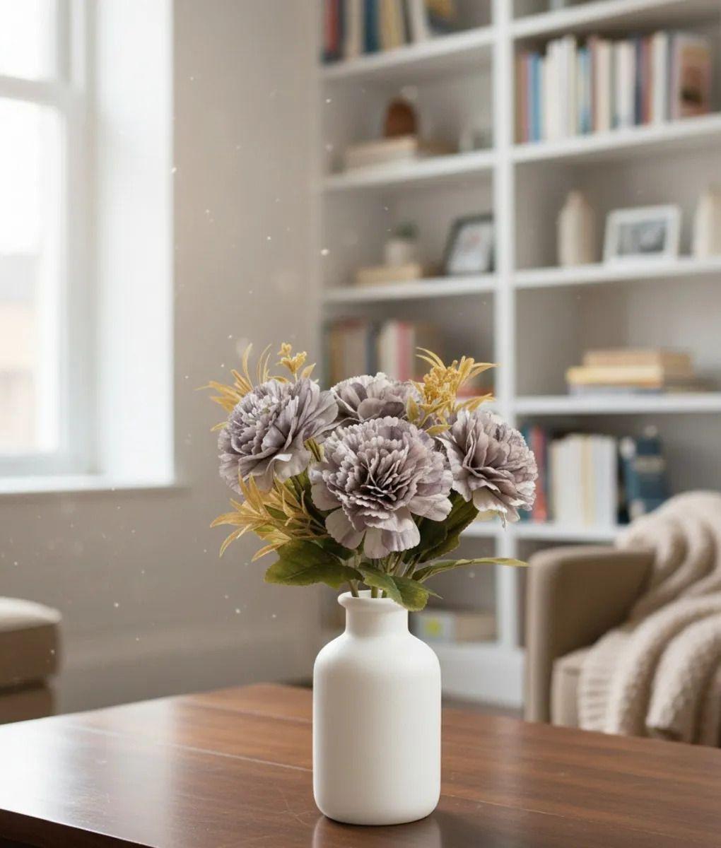 Set 4 Flores Artificiales Ramo Claveles Elementos Secos Jhn-9