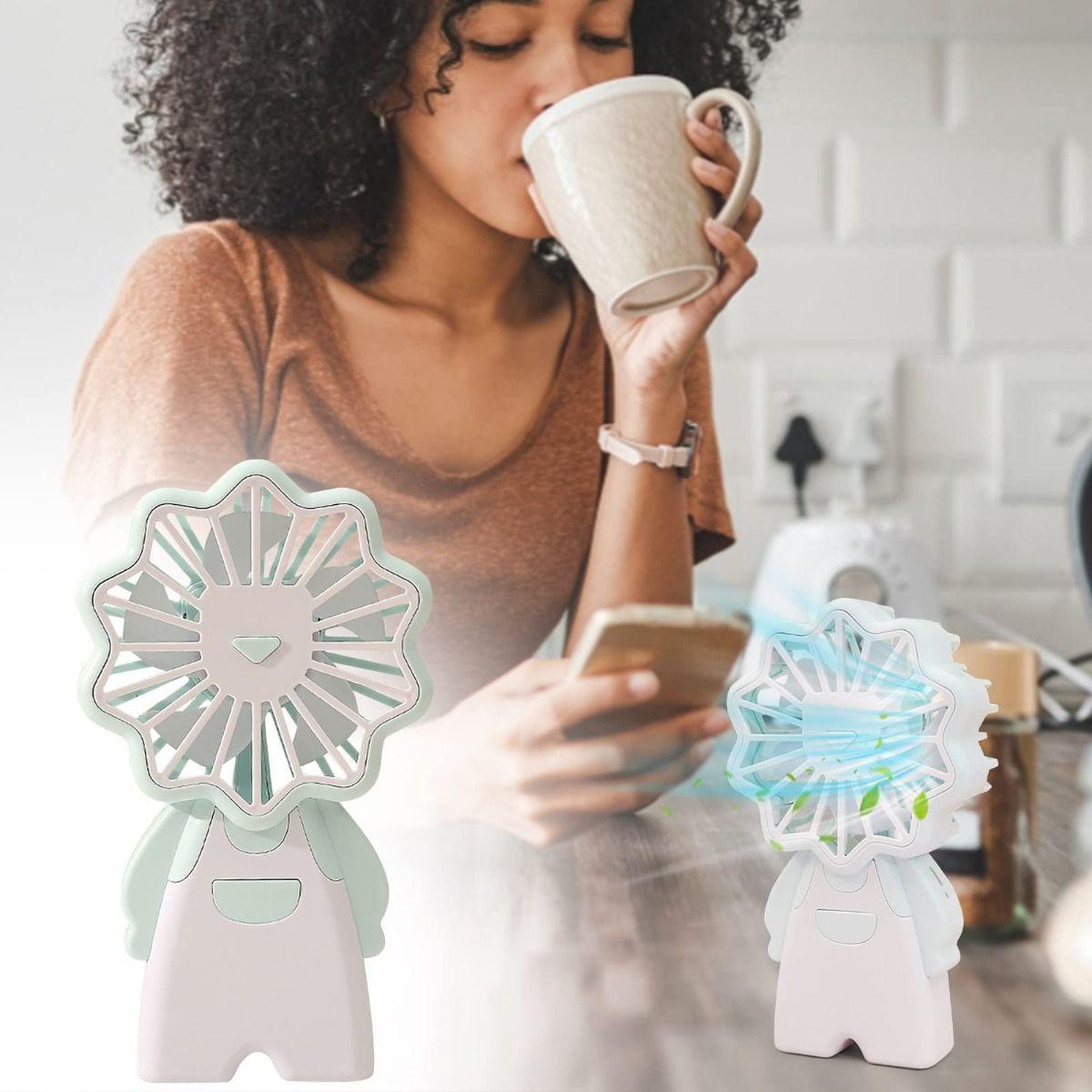 Set 2 Mini Ventilador Portatil Astronauta Recargable USB Lau-7