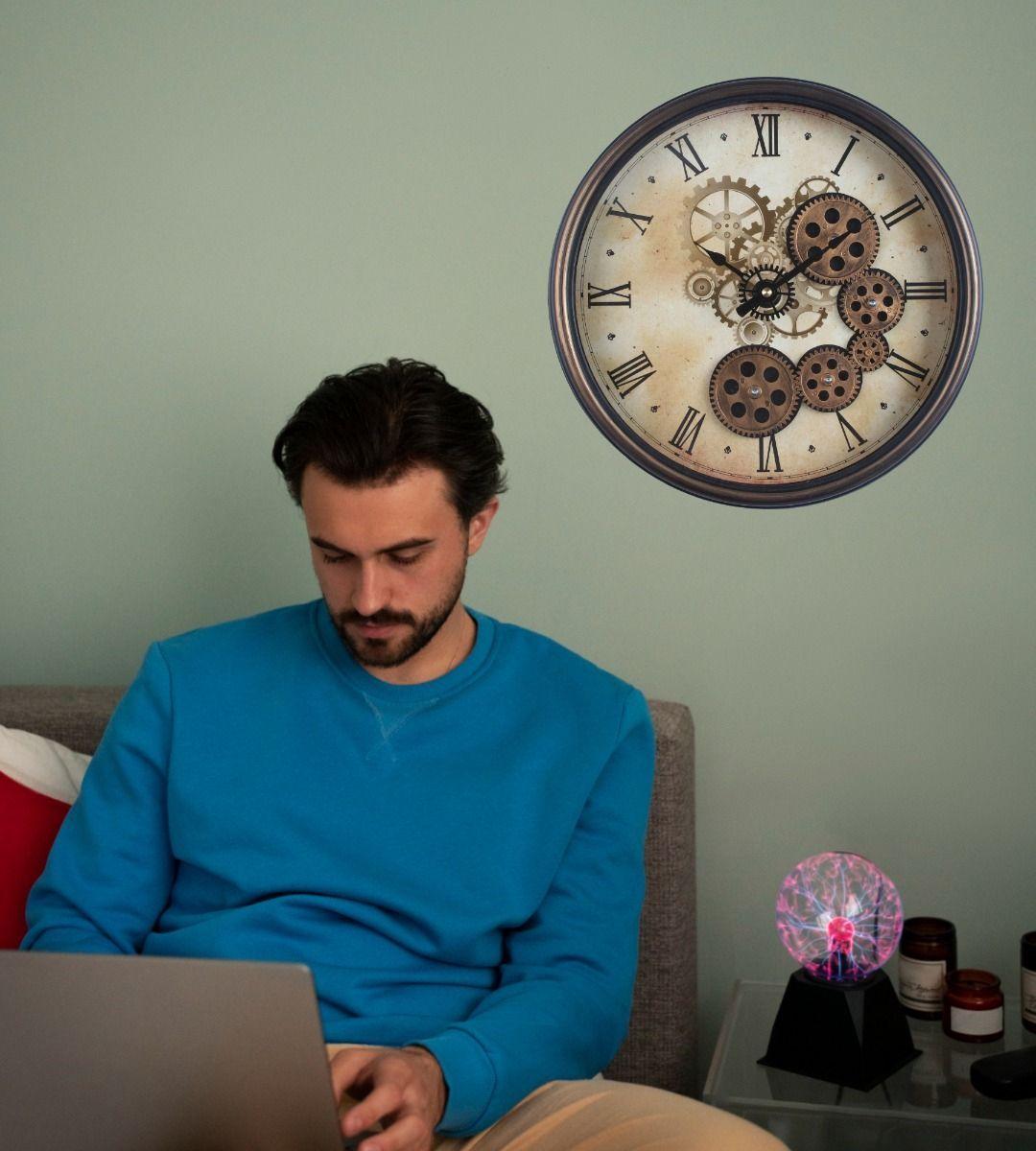 Reloj Pared Decorativo Engranaje Redondo Silencioso Jhn-2