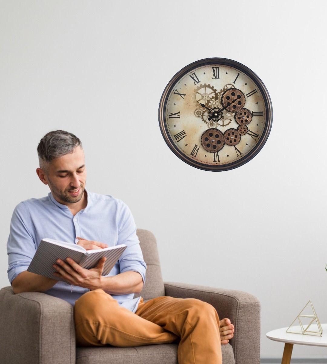 Reloj Pared Decorativo Engranaje Redondo Silencioso Jhn-3