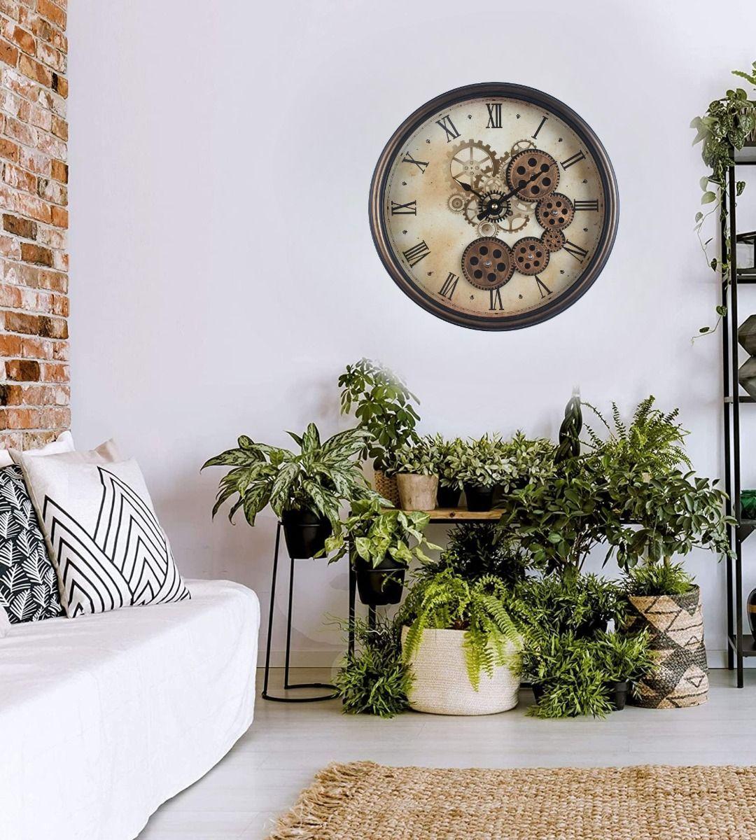 Reloj Pared Decorativo Engranaje Redondo Silencioso Jhn-6