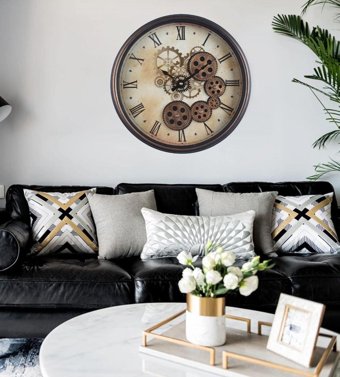 Reloj Pared Decorativo Engranaje Redondo Silencioso Jhn-7