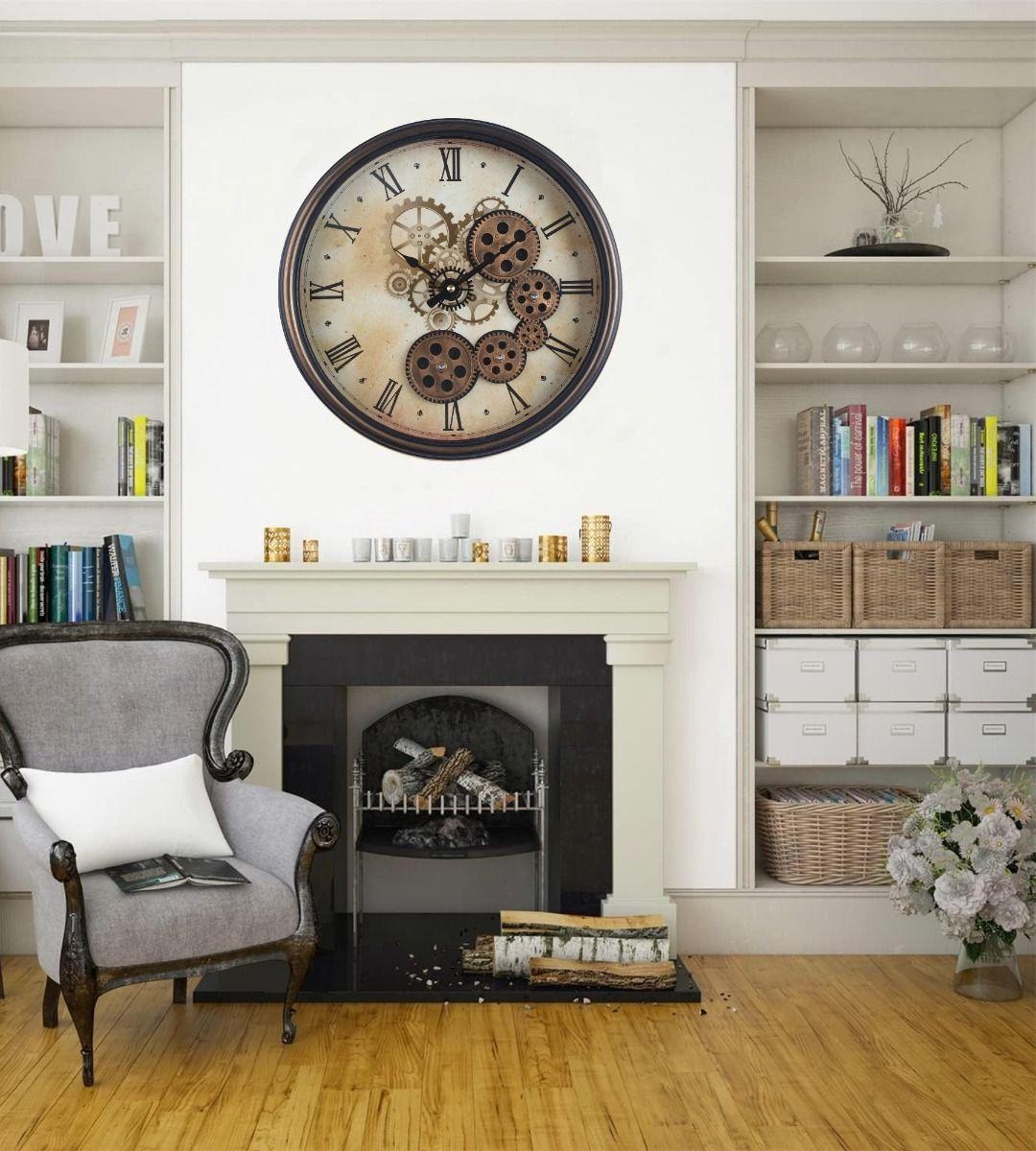 Reloj Pared Decorativo Engranaje Redondo Silencioso Jhn-8