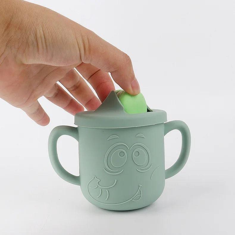 Vaso Taza Pajita Silicona Bebedero Aprendizaje Asa Bebe Lau-4