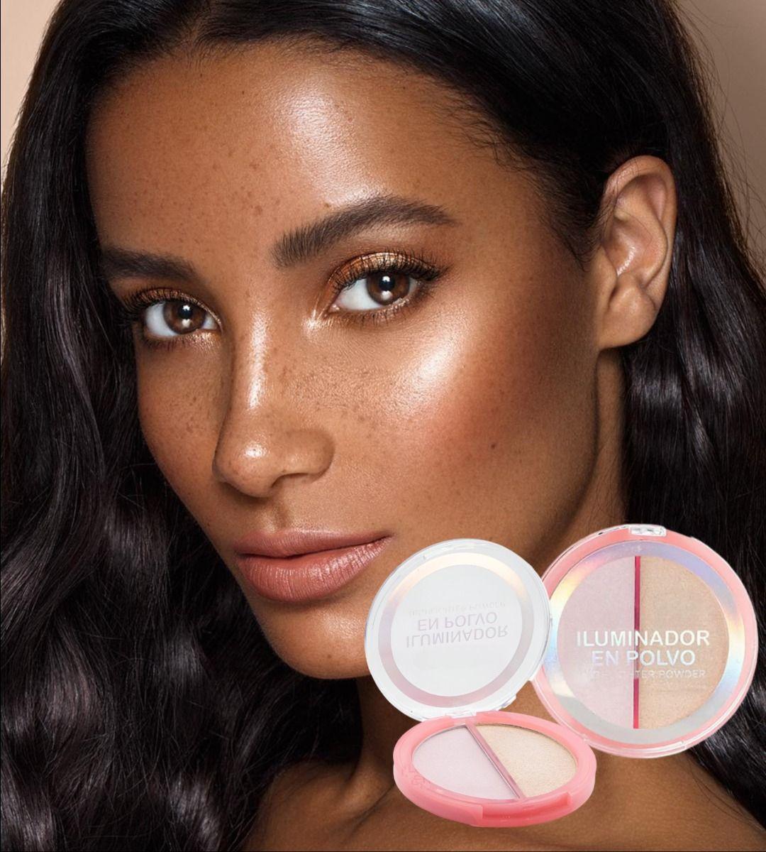 Set 3 Iluminador Facial Rostro Polvo 2 tonos Jhn-7