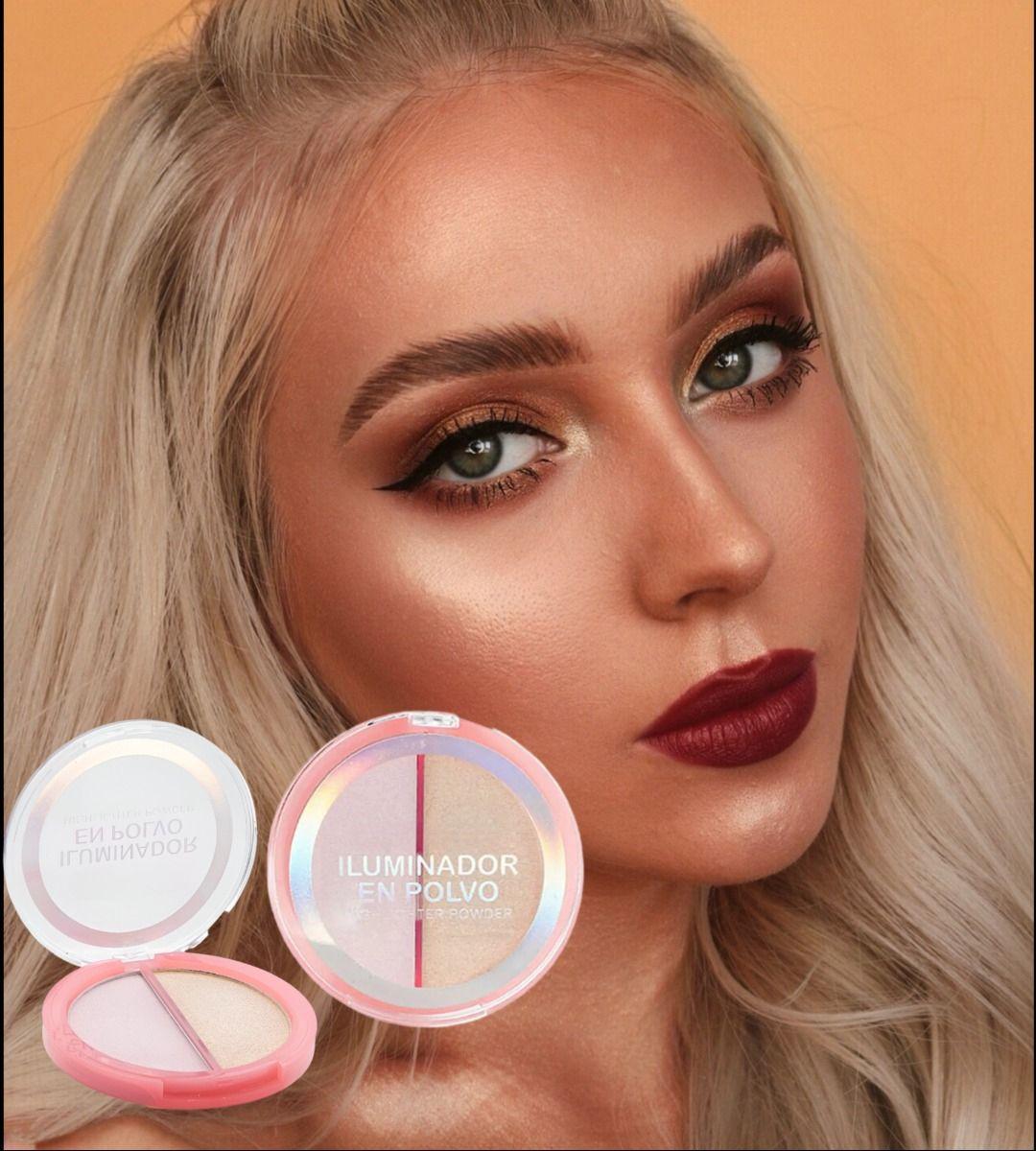 Set 3 Iluminador Facial Rostro Polvo 2 tonos Jhn-8