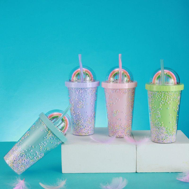 Vaso Moderno Personalidad Arcoíris Creativa Popote Rondon-1