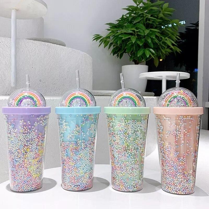 Vaso Moderno Personalidad Arcoíris Creativa Popote Rondon-8