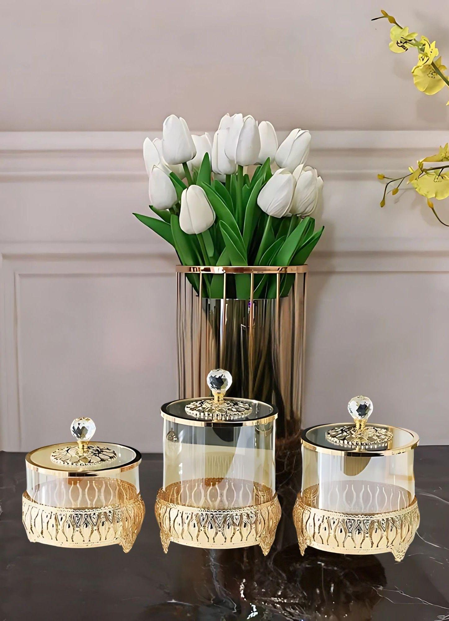 Set 3 Frascos Decorativos Multifuncional Almacenamiento Jhn-6