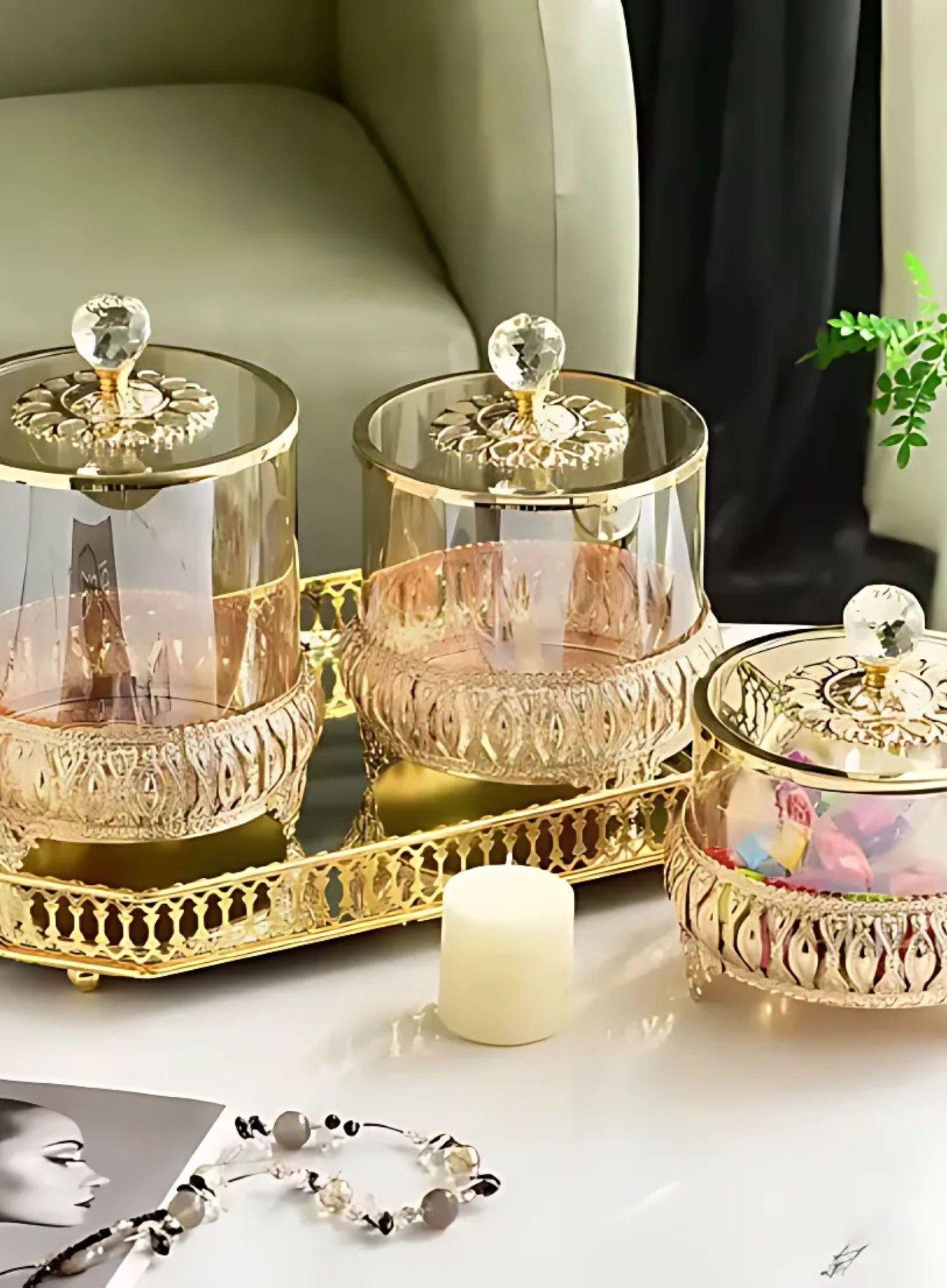 Set 3 Frascos Decorativos Multifuncional Almacenamiento Jhn-7