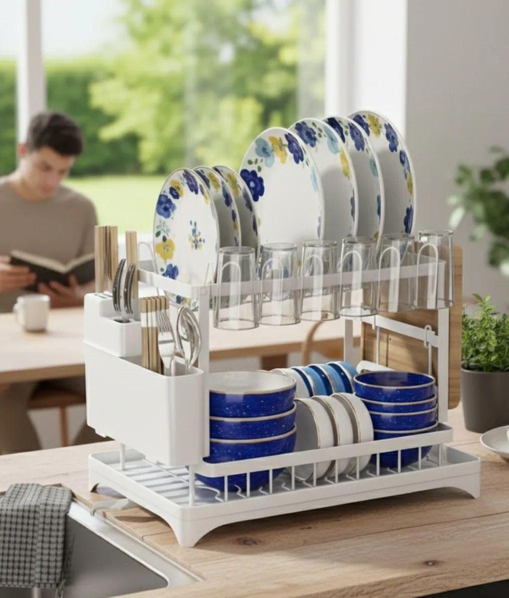 Secaplatos Escurridor Doble Nivel Organizador Cocina Jhn-5