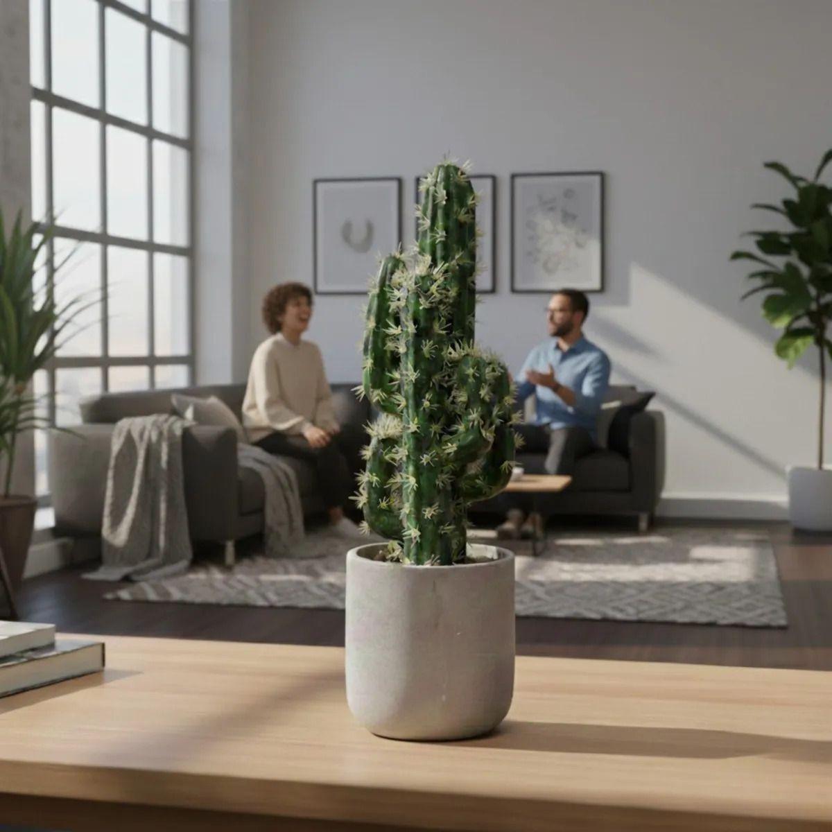 Cactus Artificial Realista Premium Maceta Diseño Moderno AJ-4