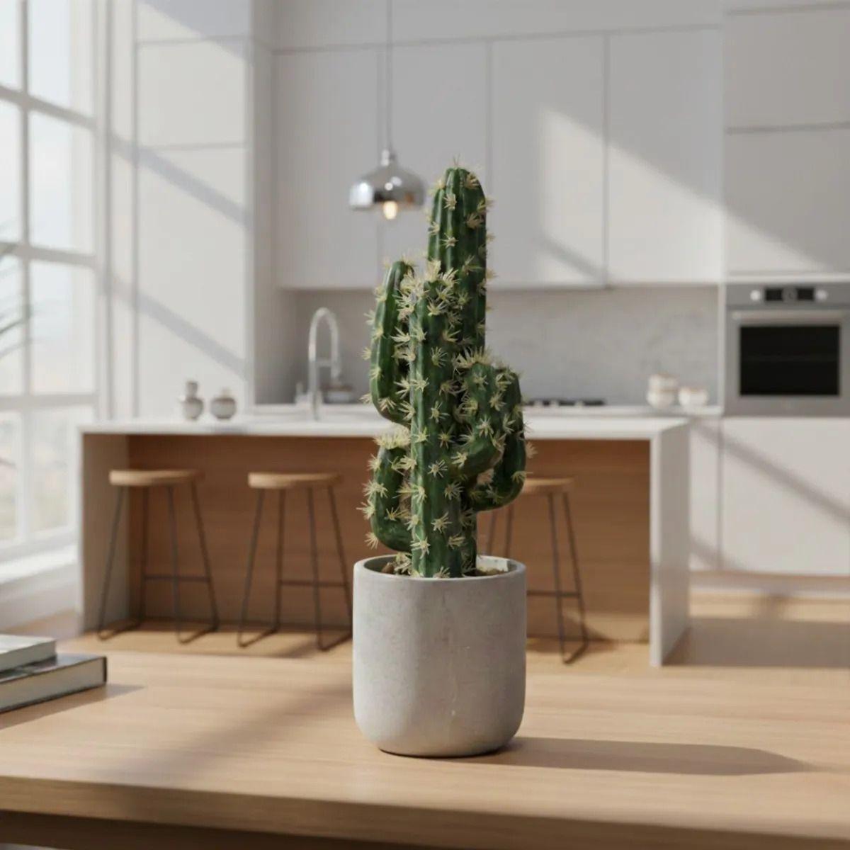 Cactus Artificial Realista Premium Maceta Diseño Moderno AJ-6