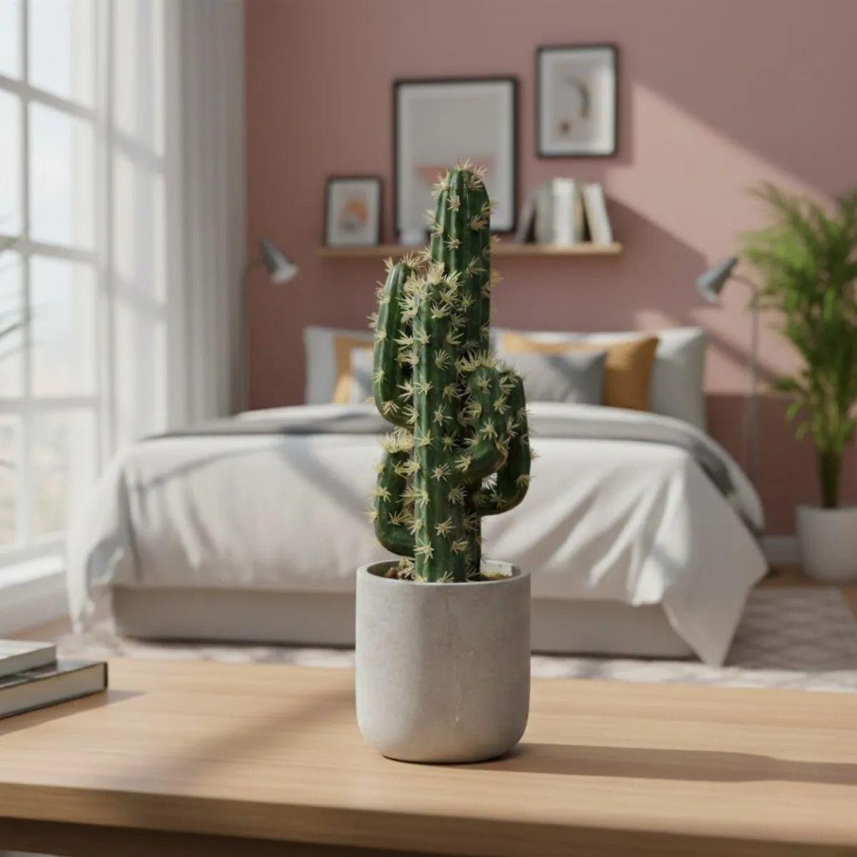 Cactus Artificial Realista Premium Maceta Diseño Moderno AJ-7